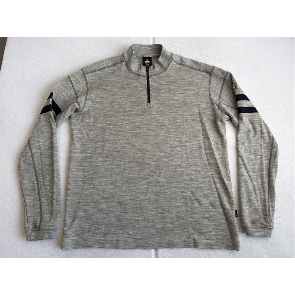 Kuhl 1/4 Zip Shirt Mens XL Grey Merino Wool Outdoor Performance Hiking Style3015